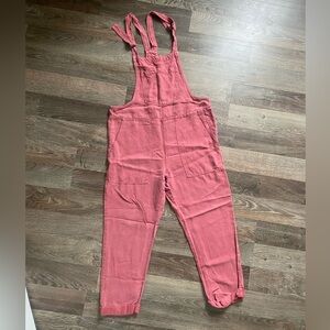 Aerie Linen Blend Pink Overalls